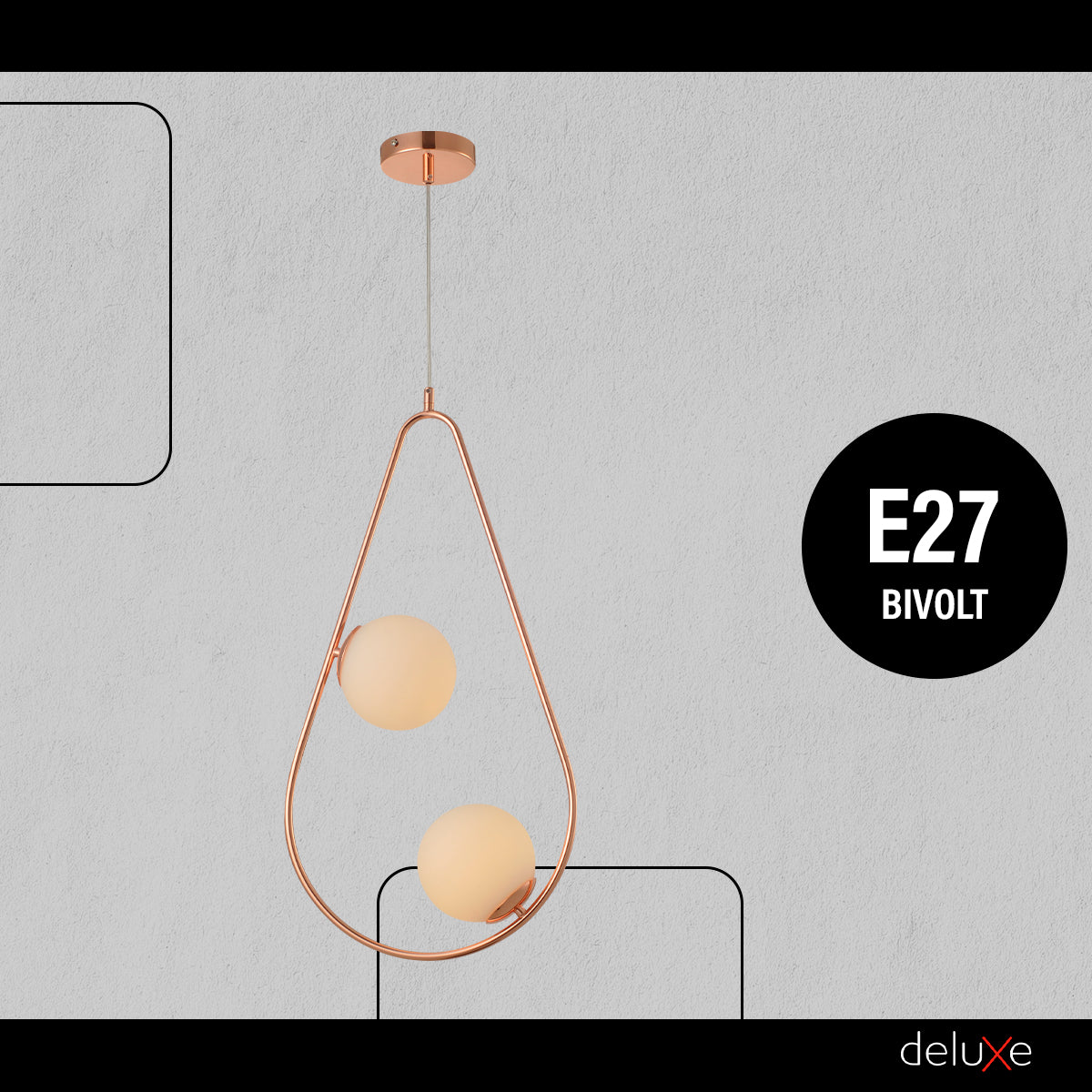 Luminaria Pendente Led Perola Gota Duo 2xg45 Cobre Deluxe