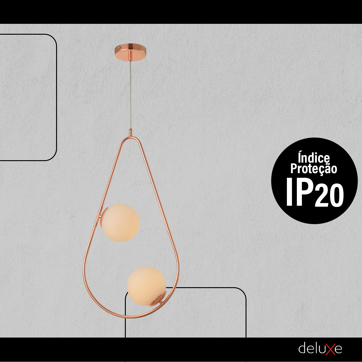 Luminaria Pendente Led Perola Gota Duo 2xg45 Cobre Deluxe