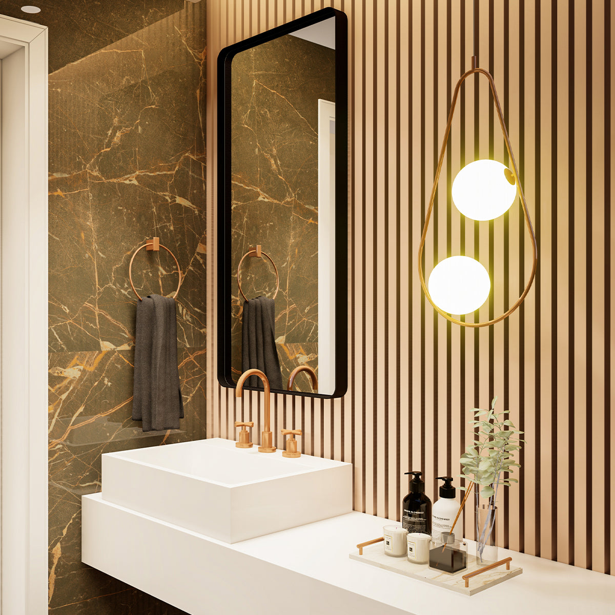 Luminaria Pendente Led Perola Gota Duo 2xg45 Cobre Deluxe