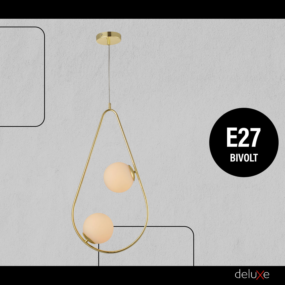 Luminaria Pendente Led Perola Gota Duo 2xG45 Ouro Deluxe