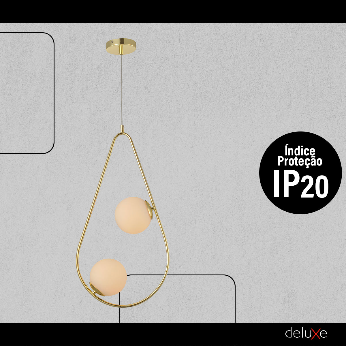 Luminaria Pendente Led Perola Gota Duo 2xG45 Ouro Deluxe