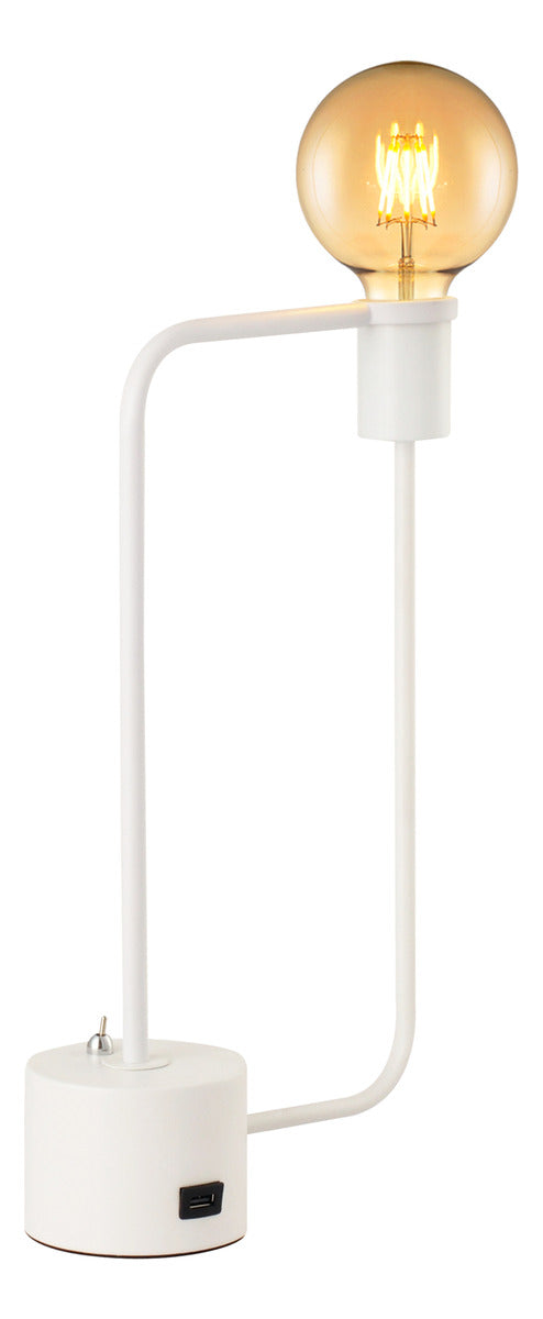 Luminária Coluna Aramis E27 Com Usb Bivolt Branco Deluxe