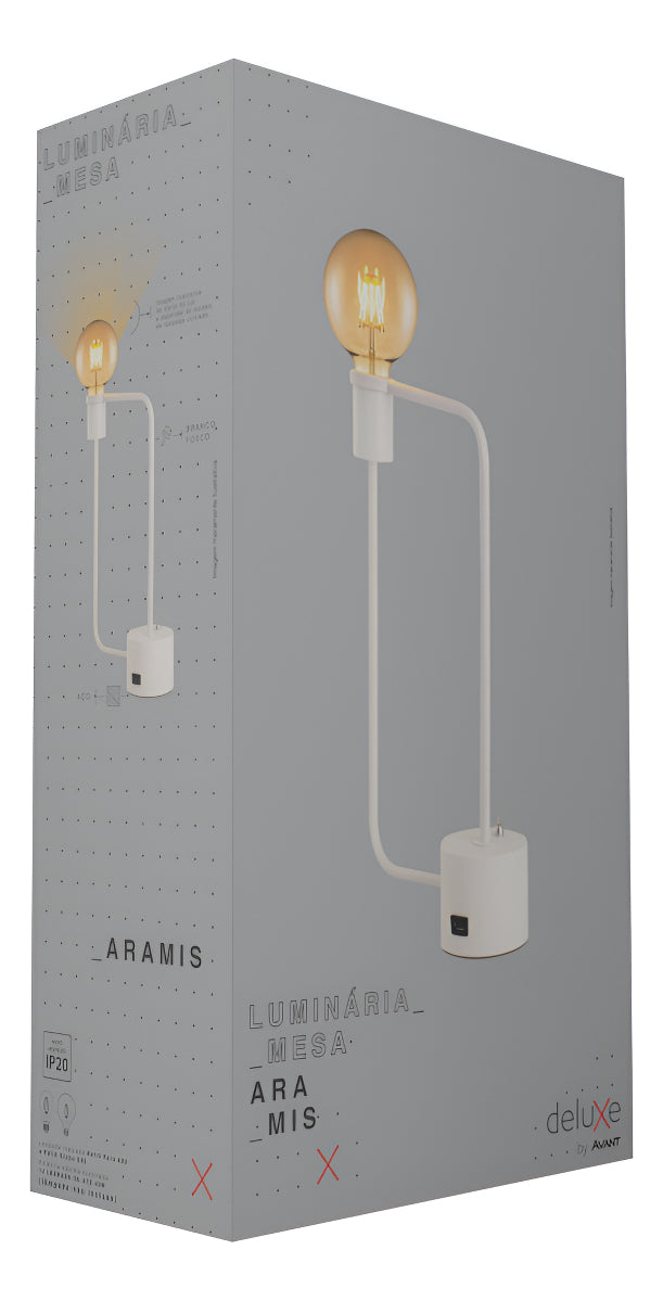 Luminária Coluna Aramis E27 Com Usb Bivolt Branco Deluxe