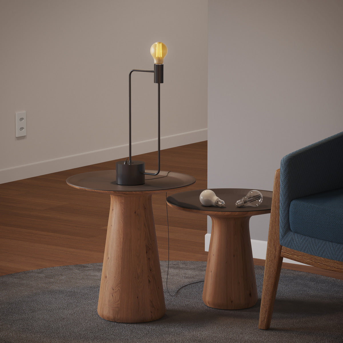 Luminária Coluna Aramis E27 Com Usb Bivolt Cinza Deluxe