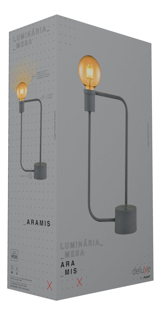 Luminária Coluna Aramis E27 Com Usb Bivolt Cinza Deluxe