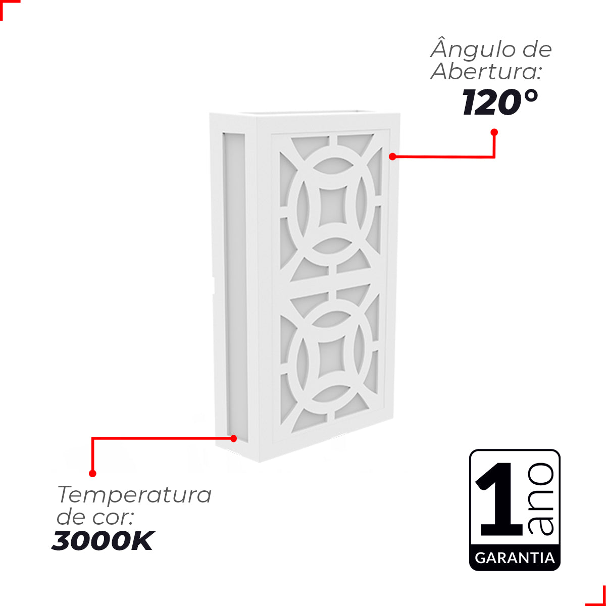 Arandela Led Cobogó Circolo 12W 3000k Branco Quente Bivolt Ip65 Branco Avant