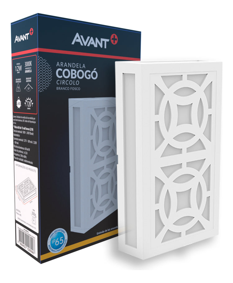 Arandela Led Cobogó Circolo 12W 3000k Branco Quente Bivolt Ip65 Branco Avant