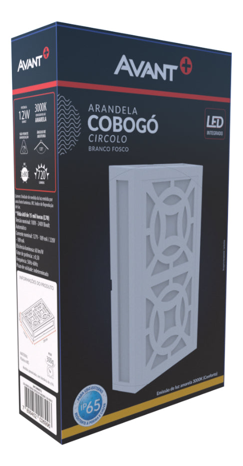 Arandela Led Cobogó Circolo 12W 3000k Branco Quente Bivolt Ip65 Branco Avant