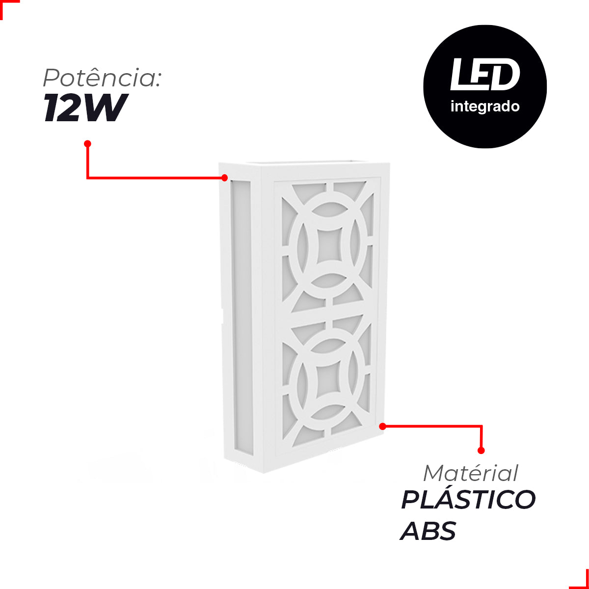 Arandela Led Cobogó Circolo 12W 3000k Branco Quente Bivolt Ip65 Branco Avant