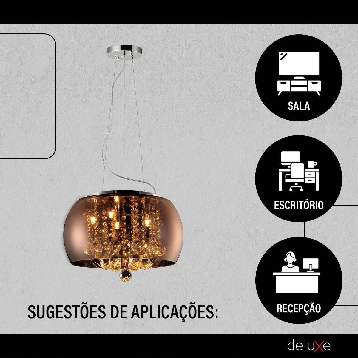 Pendente Led Wessex 5xG9 Vidro Cobre Rosê Espelhado Avant