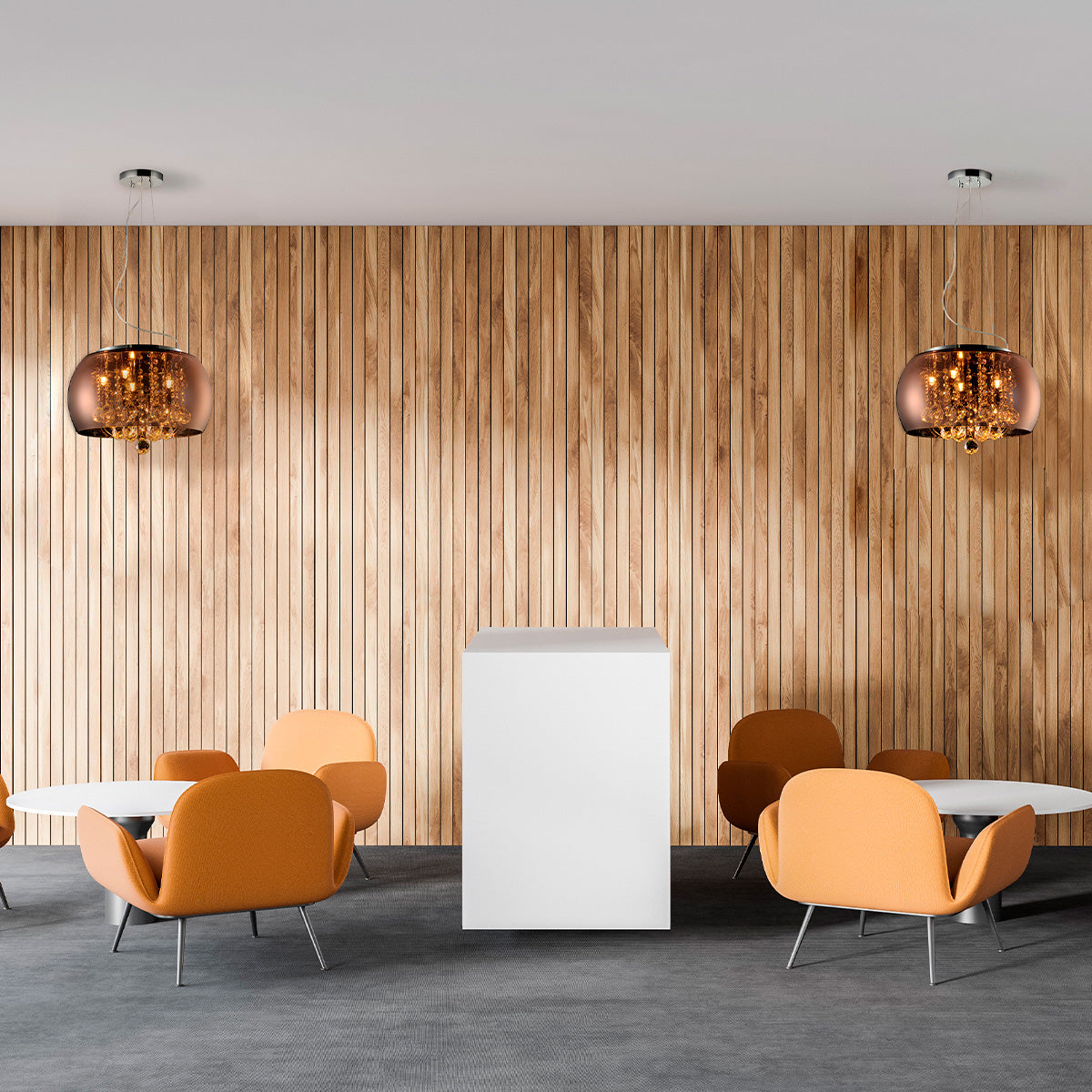 Pendente Led Wessex 5xG9 Vidro Cobre Rosê Espelhado Avant