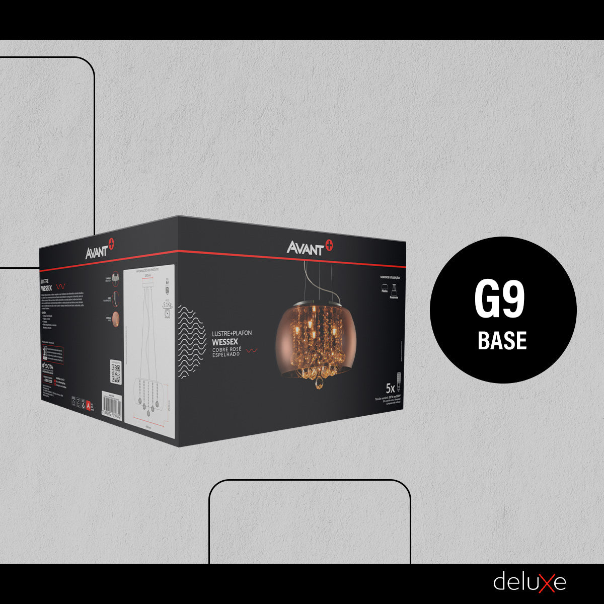 Pendente Led Wessex 5xG9 Vidro Cobre Rosê Espelhado Avant