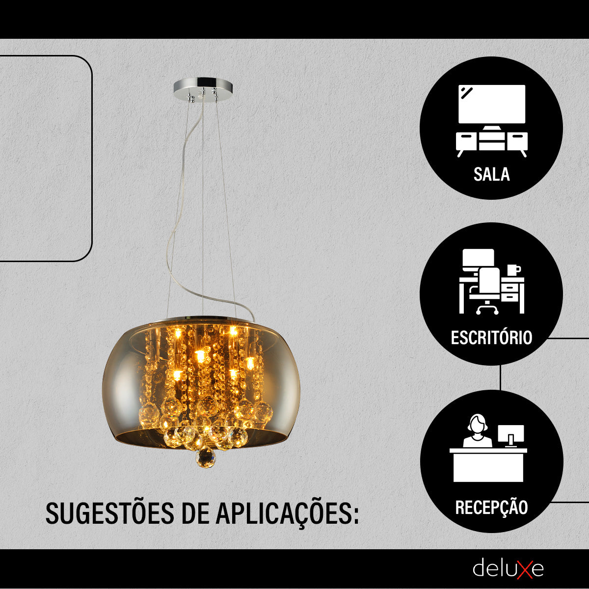 Pendente Led Wessex 5xg9 Vidro Âmbar Translúcido Avant