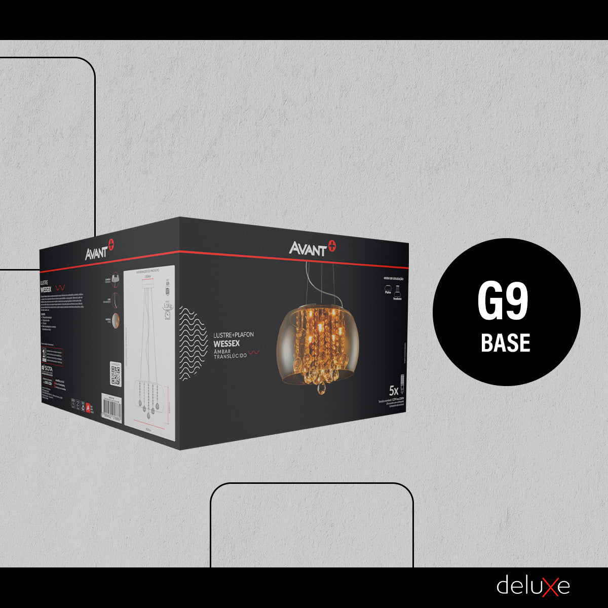 Pendente Led Wessex 5xg9 Vidro Âmbar Translúcido Avant