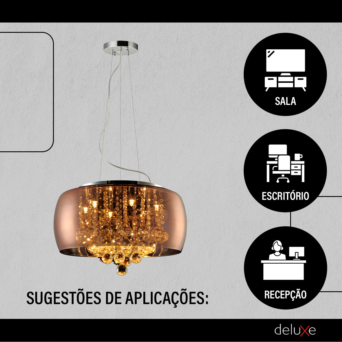 Pendente Led Wessex 6xG9 Vidro Cobre Rosê Espelhado Avant