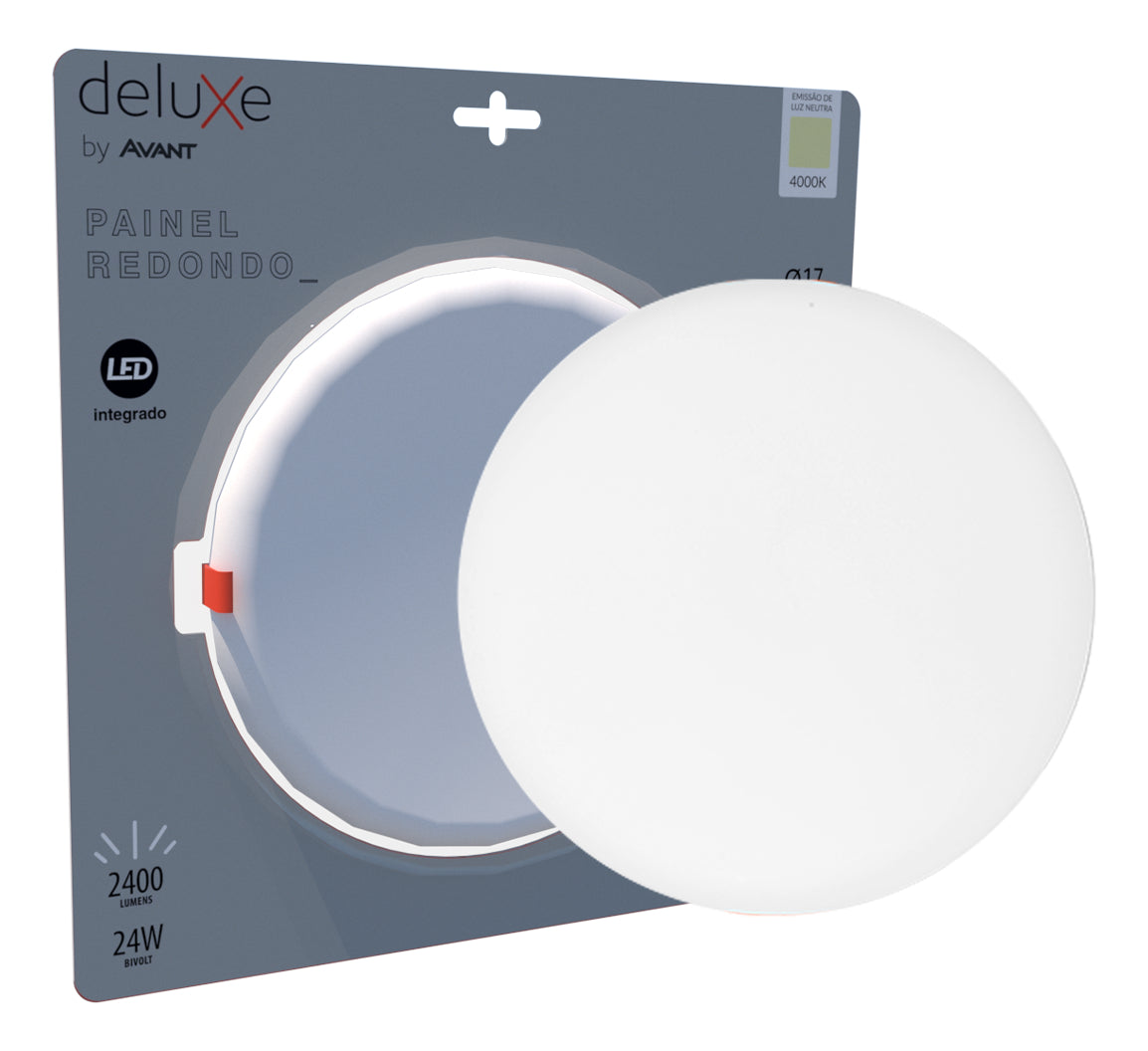 Painel Led Flat 24w 4000k Emb Redondo Bivolt Ip20 Br Deluxe