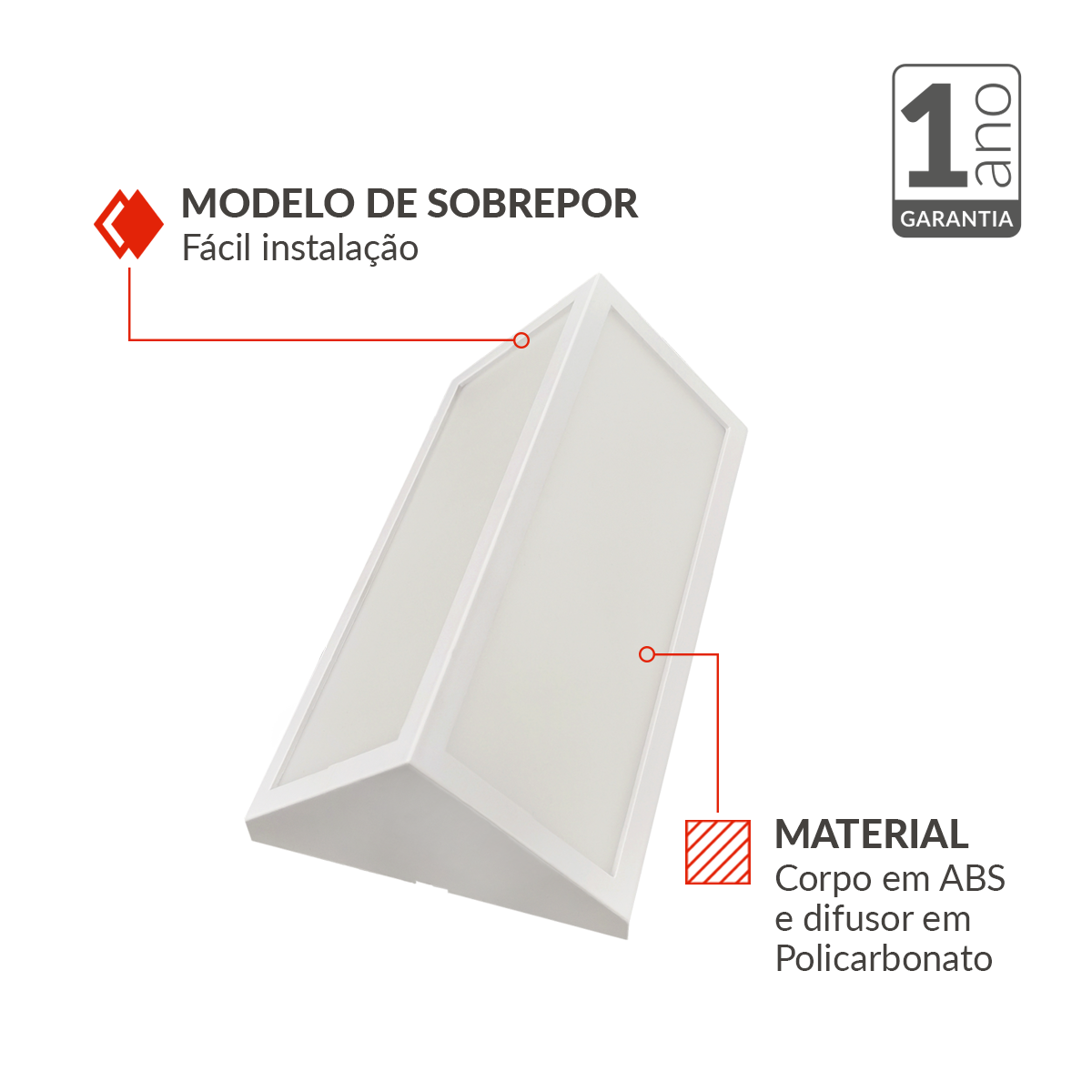 Arandela Led Scalenus 12W 2700k  Branco Quente Bivolt IP65 Sobrepor Branco Avant