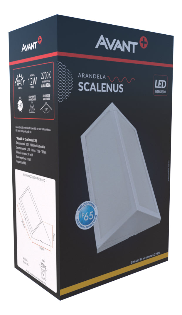 Arandela Led Scalenus 12W 6500K Branco Frio Bivolt Ip65 a prova d'água Branco Avant