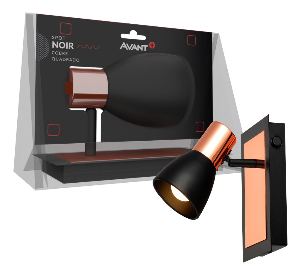 Spot Led Noir Sobrepor E27 Bivolt Cobre Brilho Avant