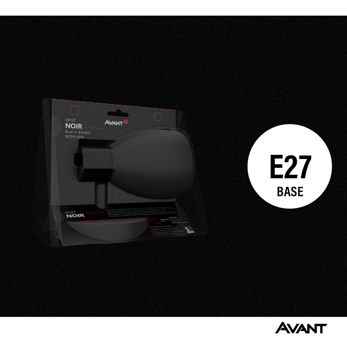 Spot Led Noir E27 110v/220v Bivolt Preto Brilho Avant
