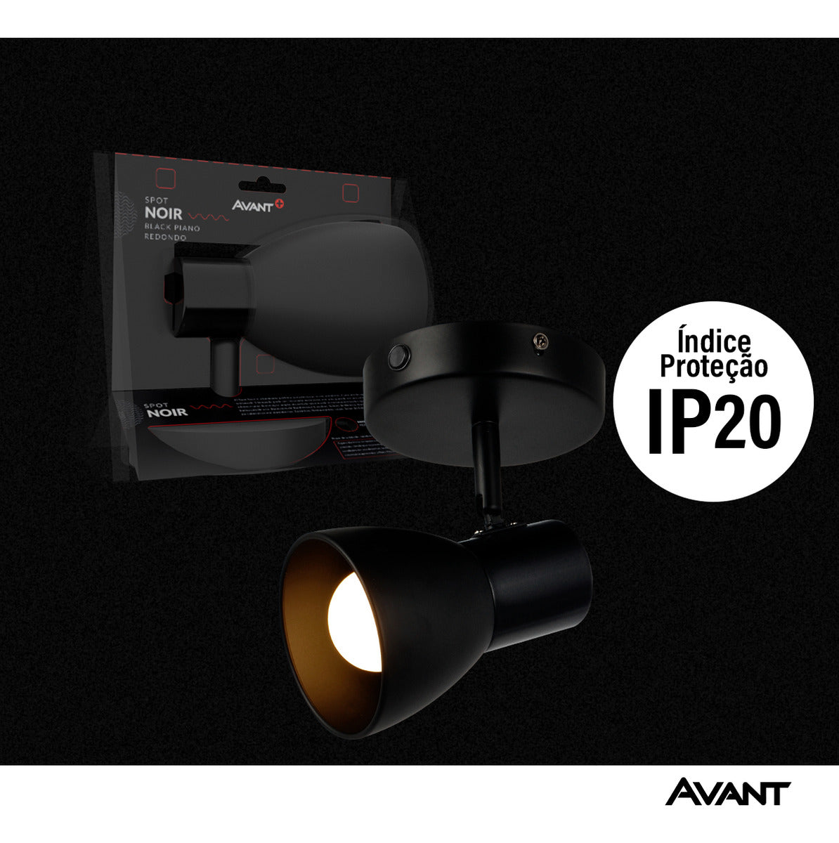 Spot Led Noir E27 110v/220v Bivolt Preto Brilho Avant