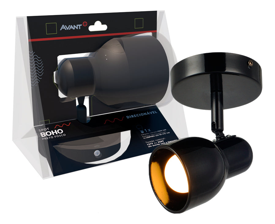 Spot Led Boho E27 110v/220v Bivolt Preto Fosco Avant 110v/220v (bivolt)