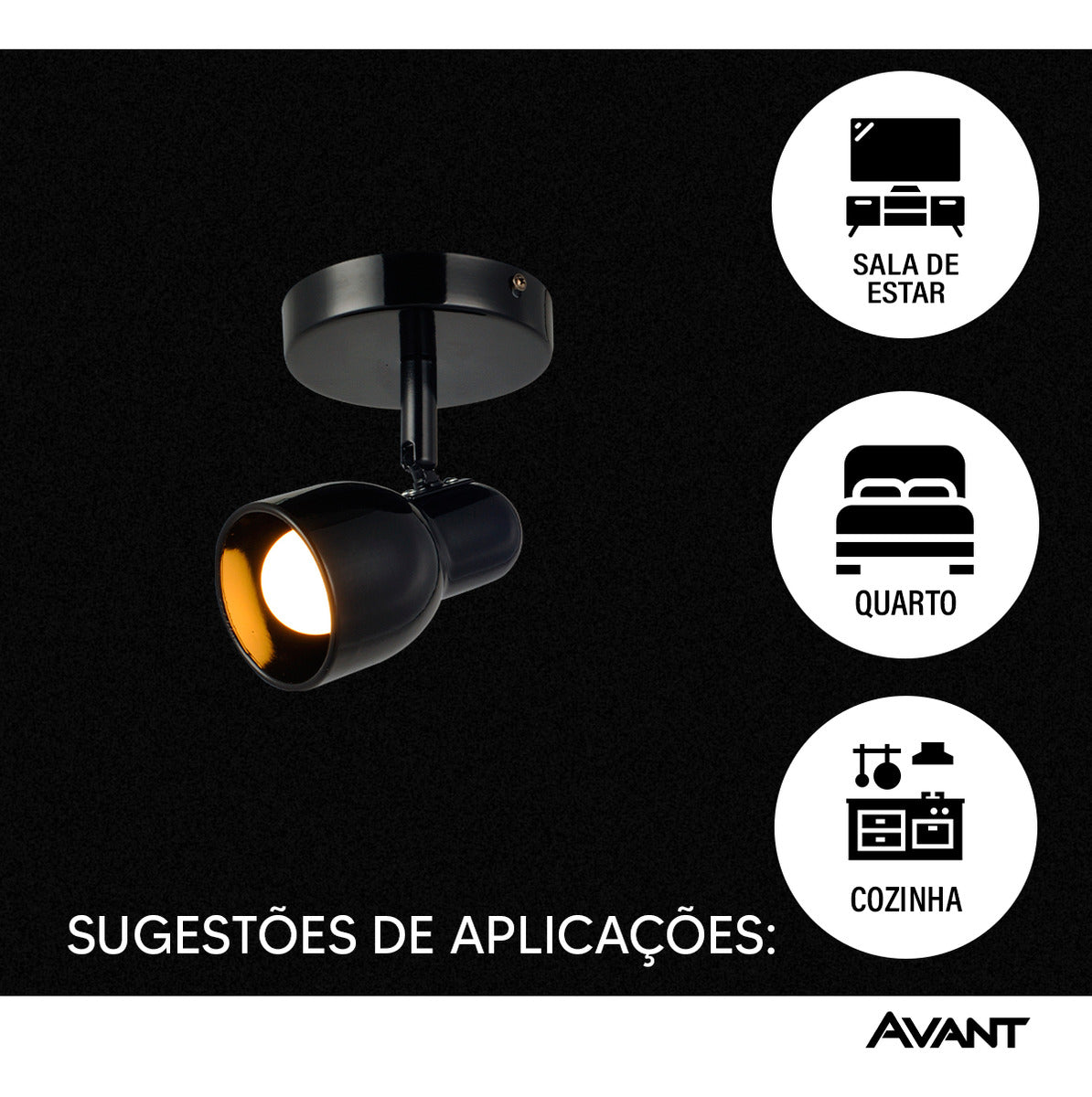 Spot Led Boho E27 110v/220v Bivolt Preto Fosco Avant 110v/220v (bivolt)