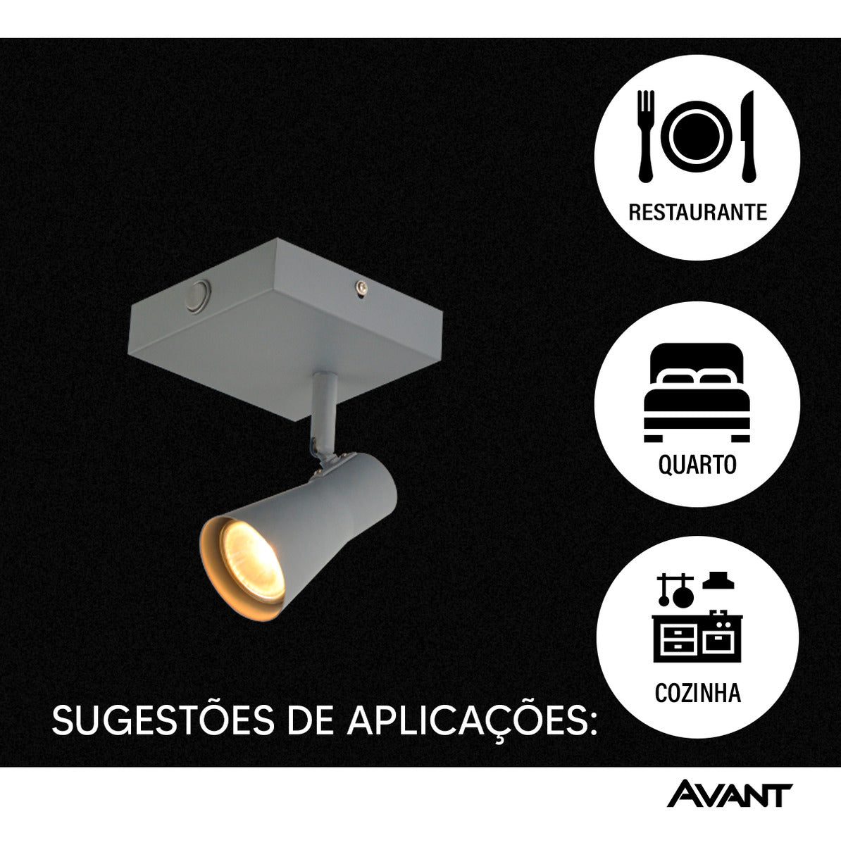 Spot Led Minimalist GU10 110v/220v Bivolt Cinza Fend Avant