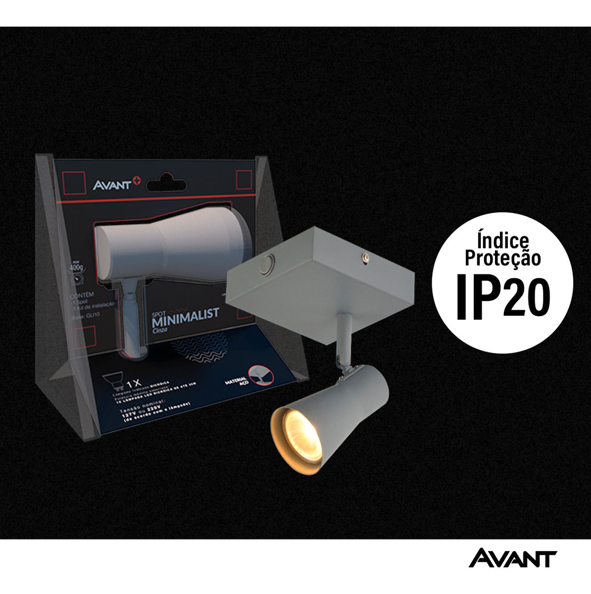 Spot Led Minimalist GU10 110v/220v Bivolt Cinza Fend Avant