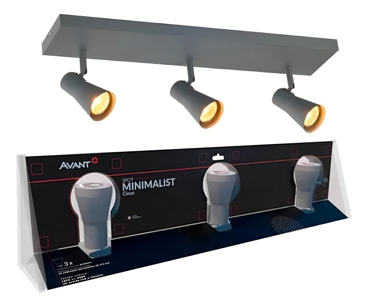 Spot Led Minimalist Luminaria Luminaria Sobrepor 3xgu10 110v/220v Bivolt Ip20 Cinza Fend Cod: 345216500 Avant