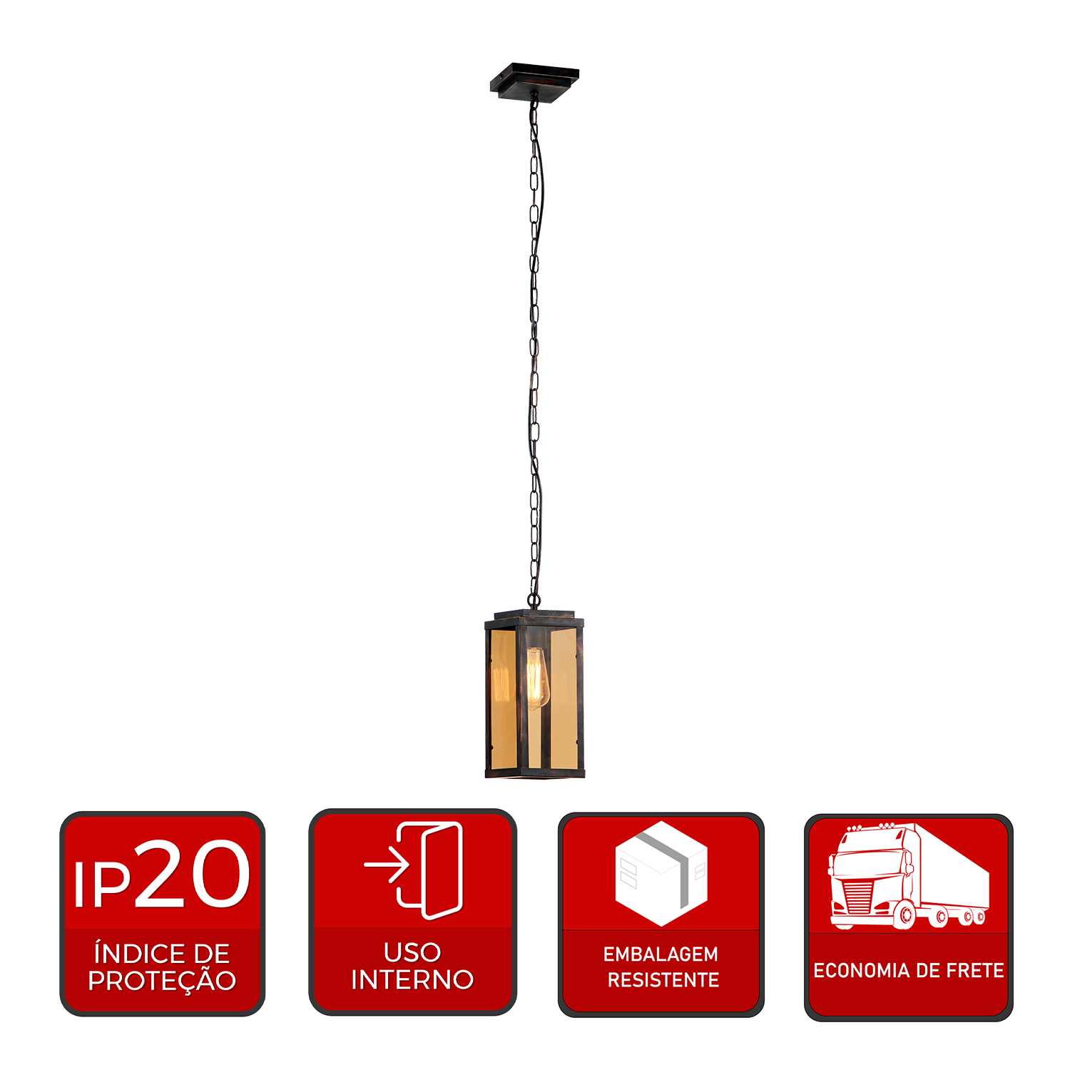 Pendente Led Macedõnia E27 Ouro Envelhecido Avant