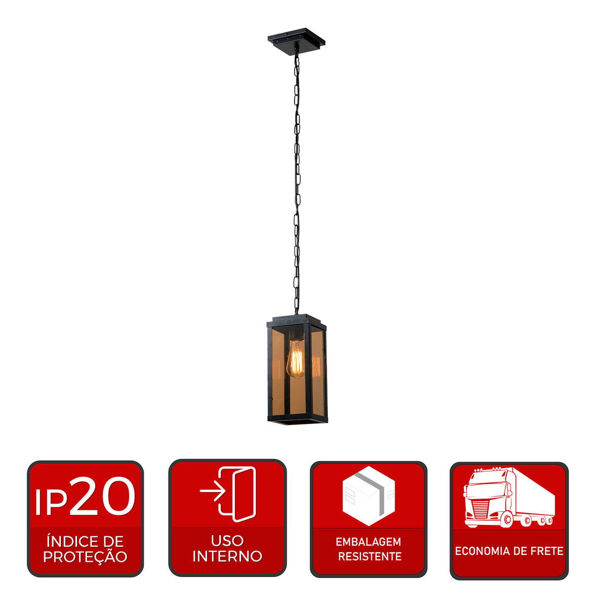 Pendente Led Macedônia E27 Preto Fosco Avant