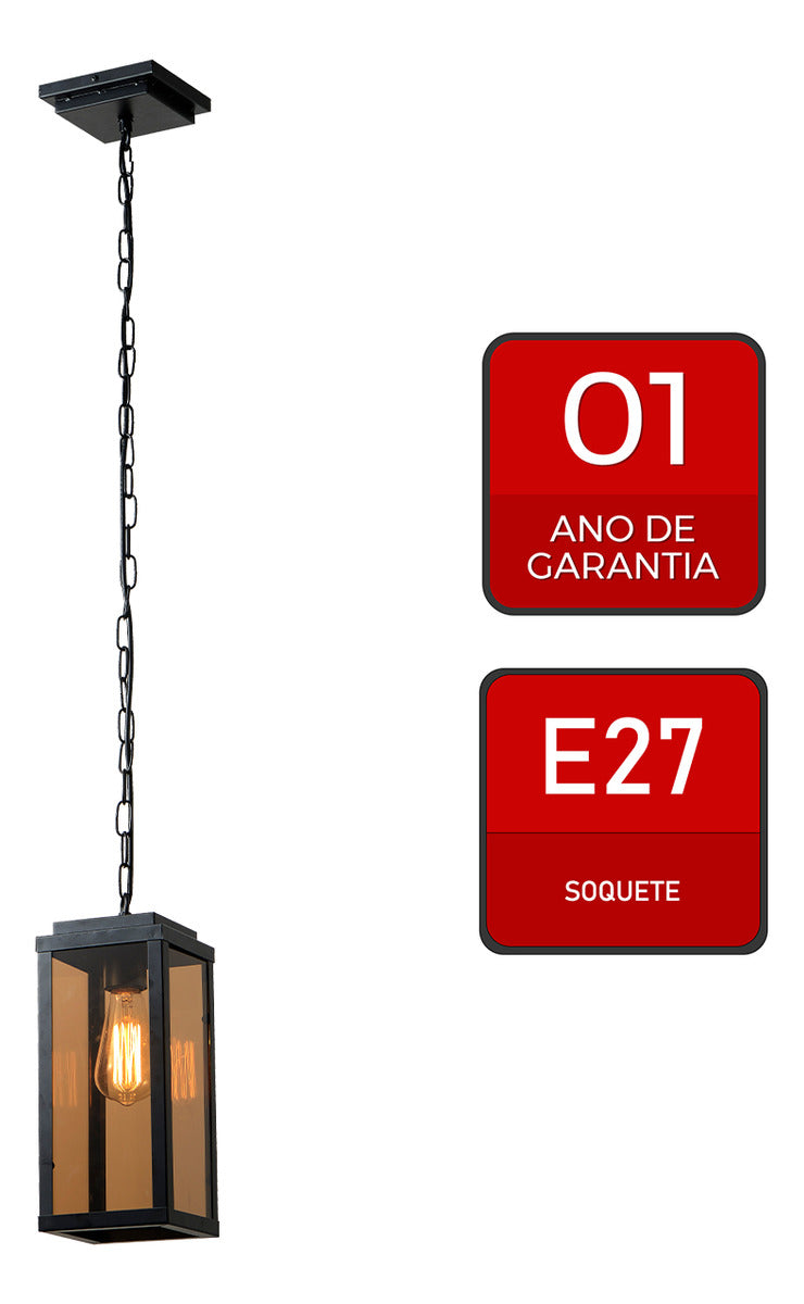 Pendente Led Macedônia E27 Preto Fosco Avant