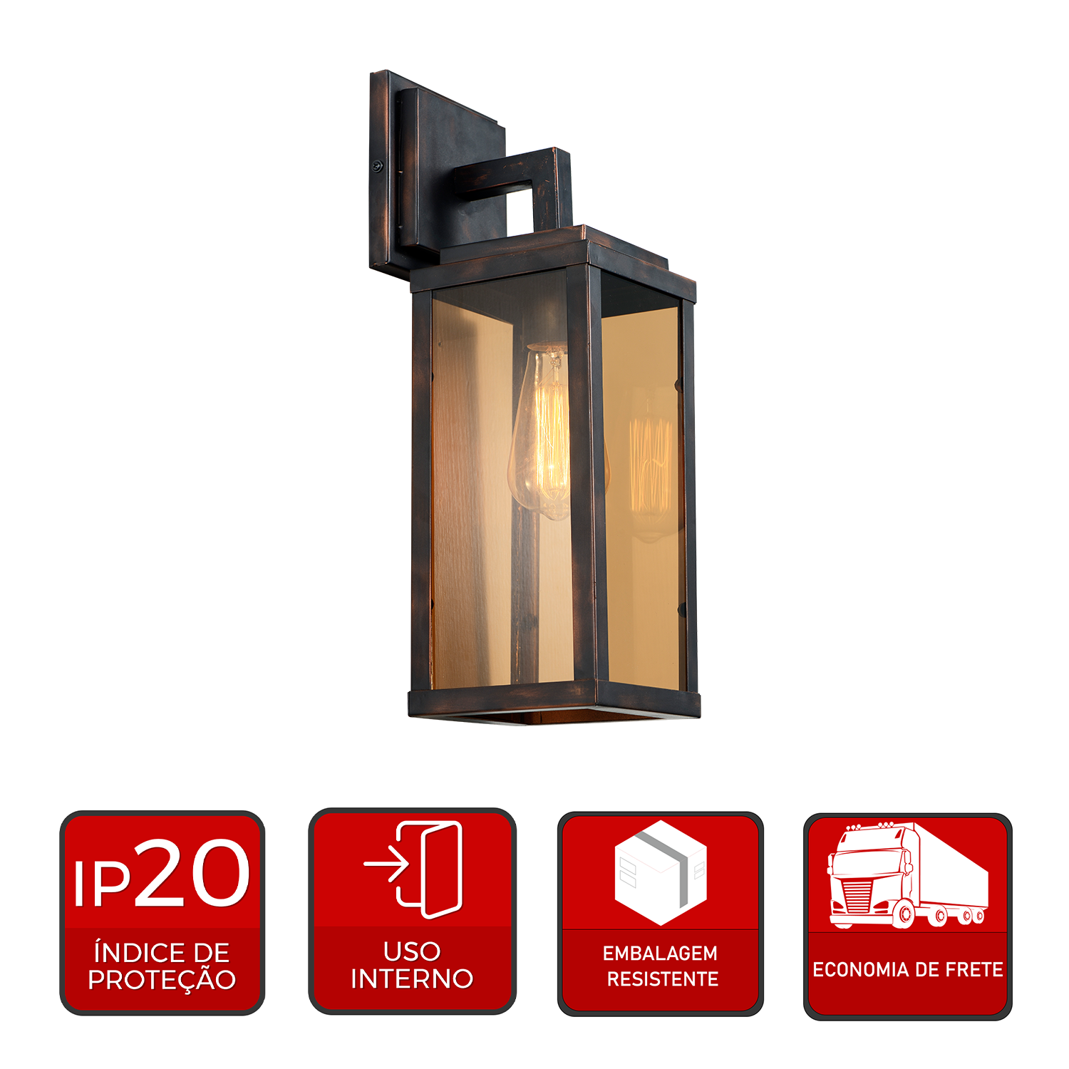 Arandela Led Externa Rústica Macedonia Ouro Velho Avant