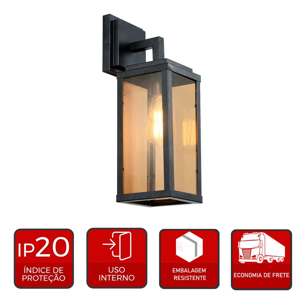 Arandela Led Retro Macedonia Bivolt Preto Avant