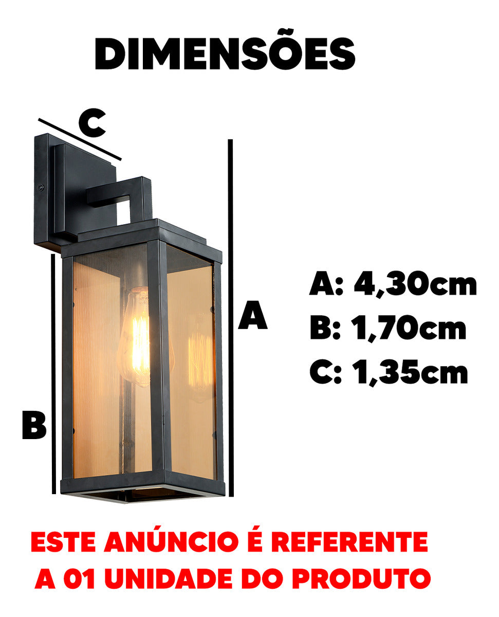 Arandela Led Retro Macedonia Bivolt Preto Avant