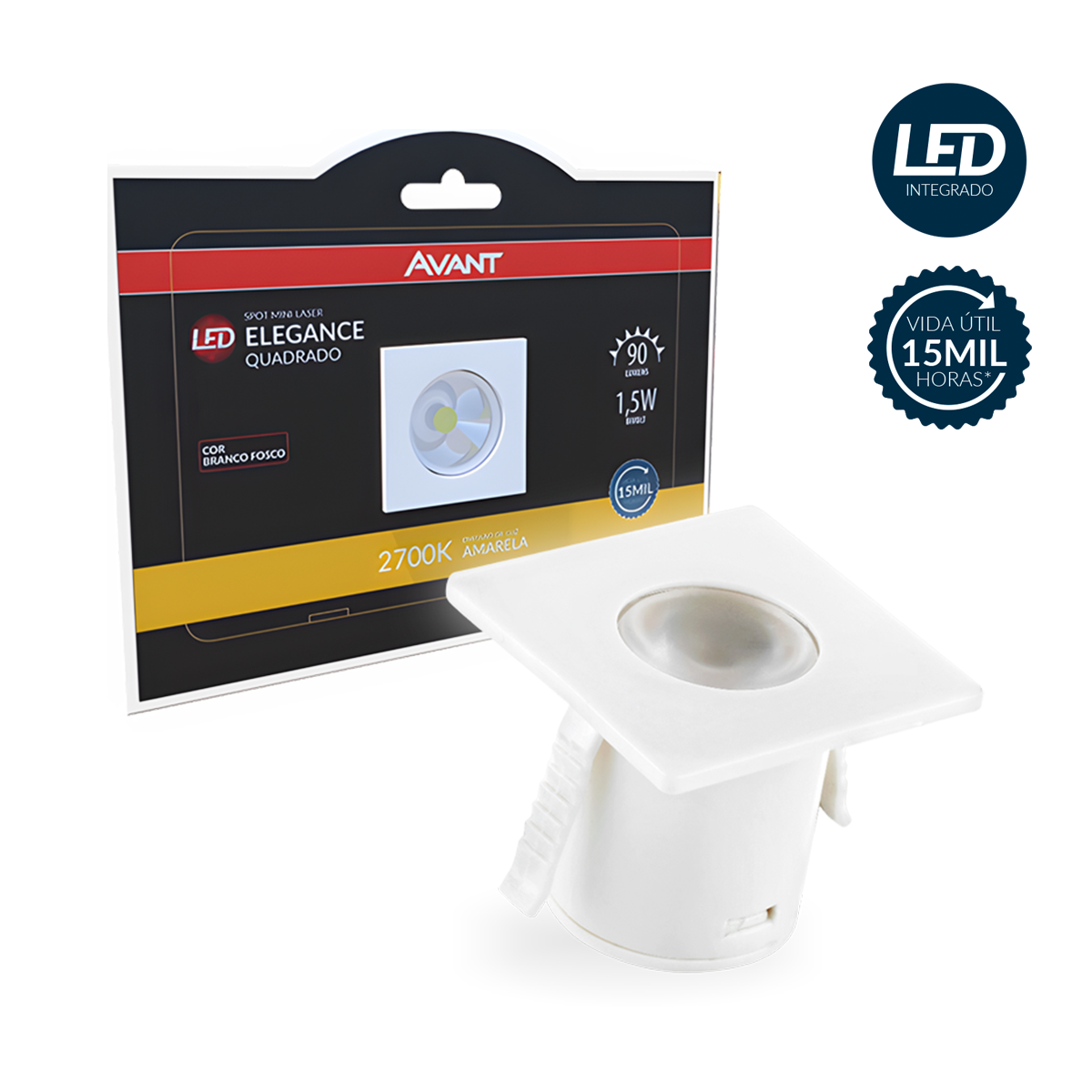 Mini Spot Led Elegance 1,5w 2700k Branco Quente IP20 Bivolt Branco Avant