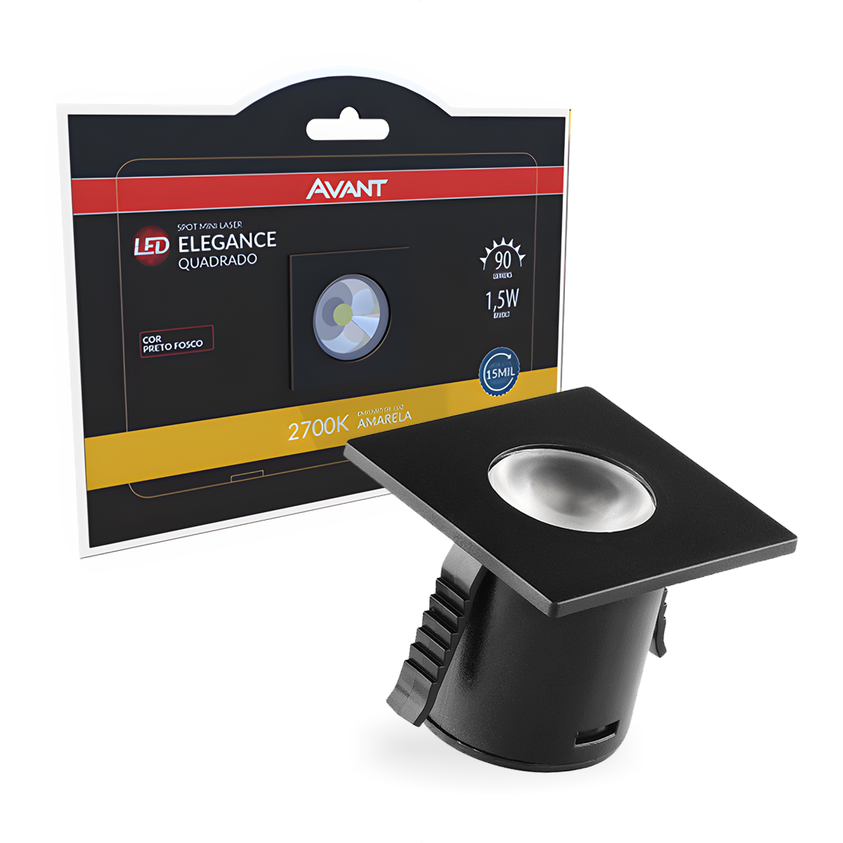 Mini Spot Led Elegance 1,5w 2700k Branco Quente IP20 Bivolt Preto Avant