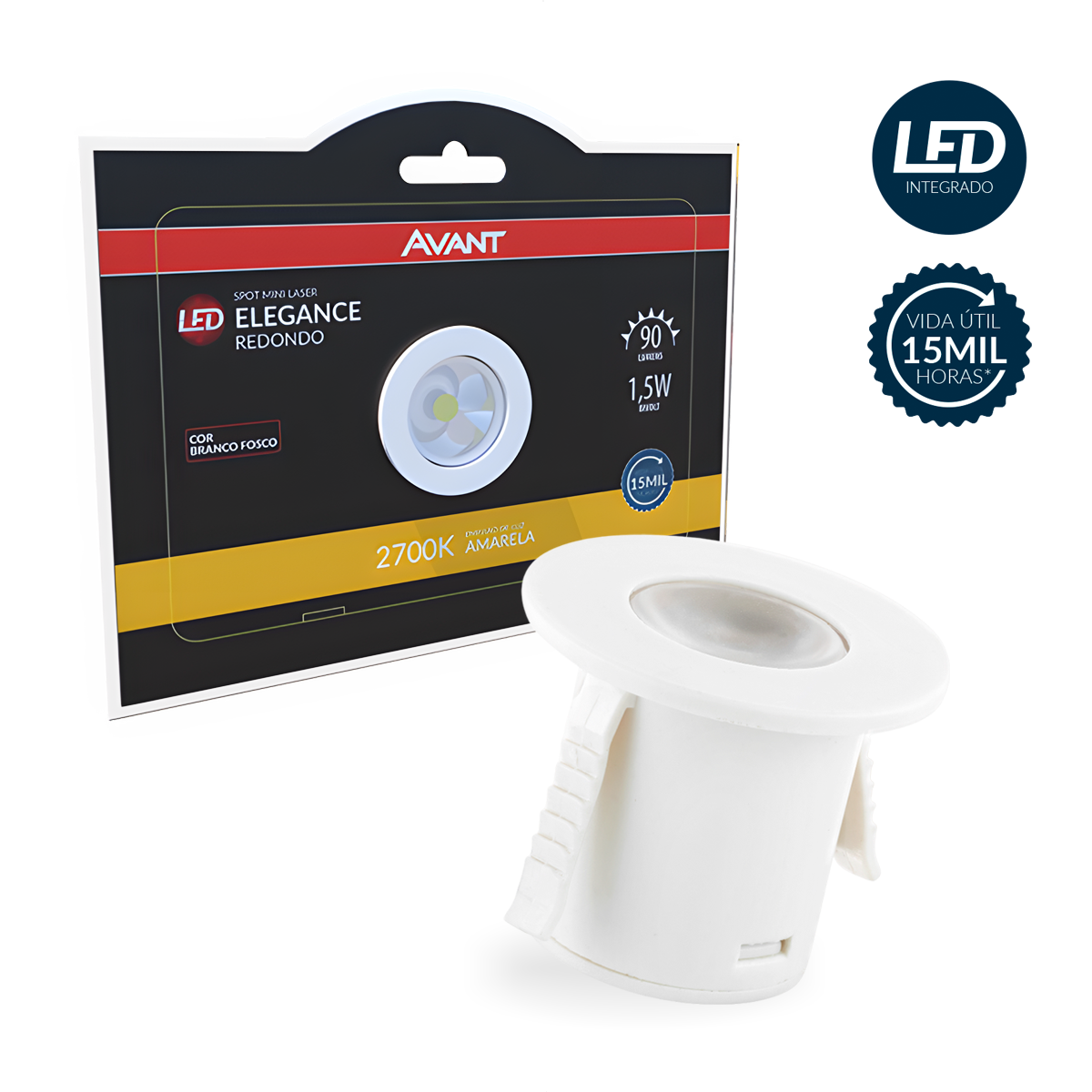 Mini Spot Led Elegance Sobrepor 1,5w 2700k Branco Quente IP20 Bivolt Branco Avant