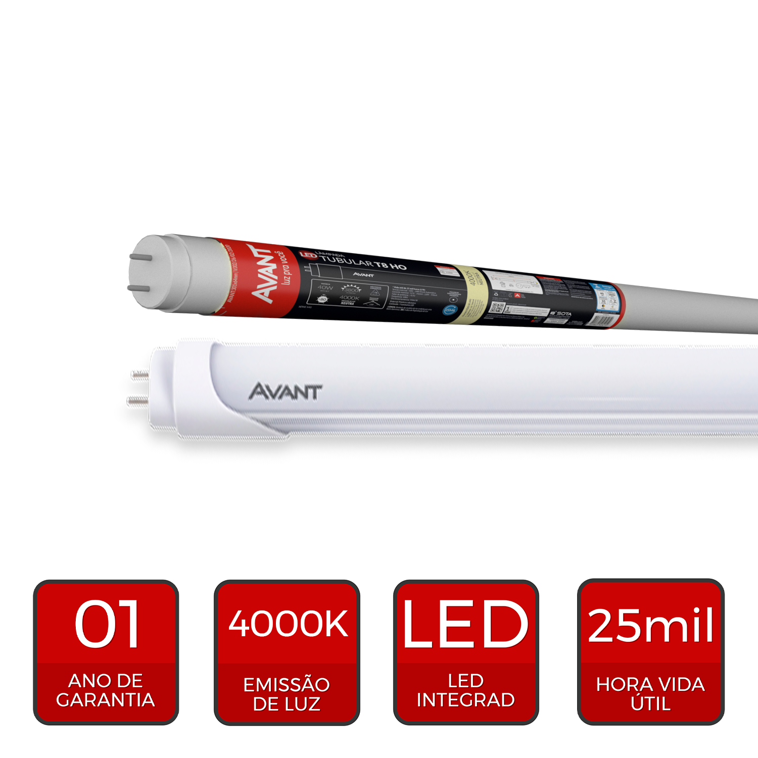 Lampada Led Tubular T8 65w 4000K Branco Neutro Bivolt Branco Avant