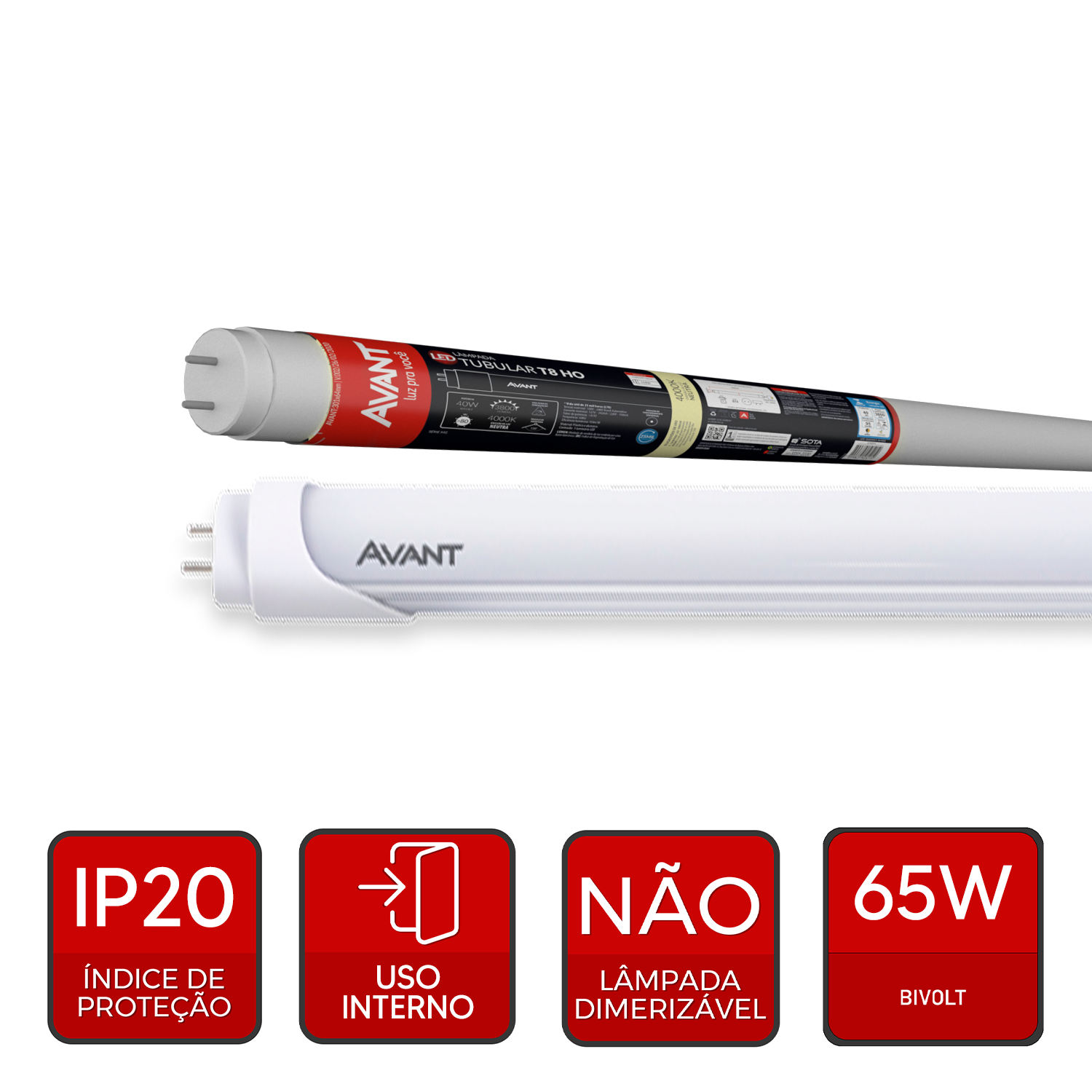 Lampada Led Tubular T8 65w 4000K Branco Neutro Bivolt Branco Avant