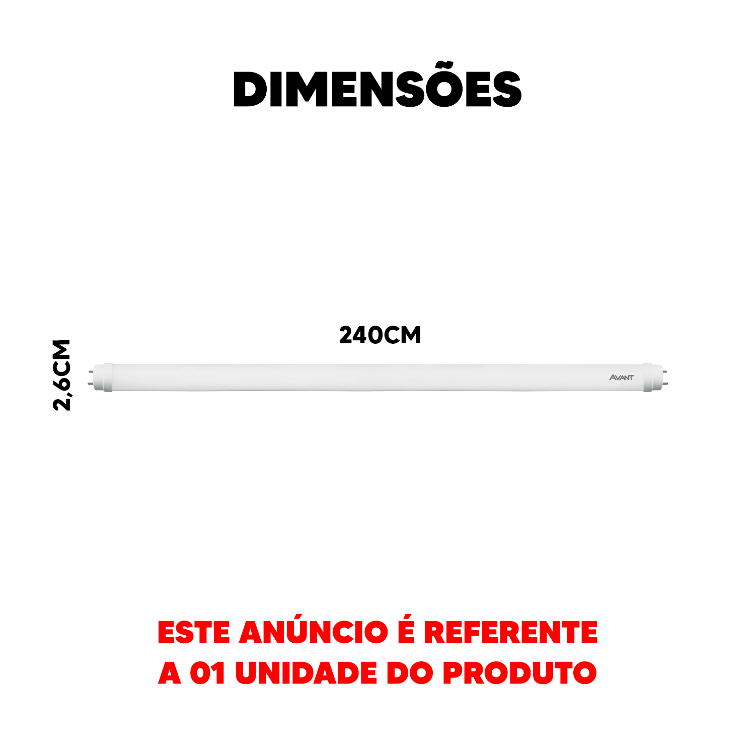 Lampada Led Tubular T8 65w 6500K Branco Frio Bivolt Branco Avant