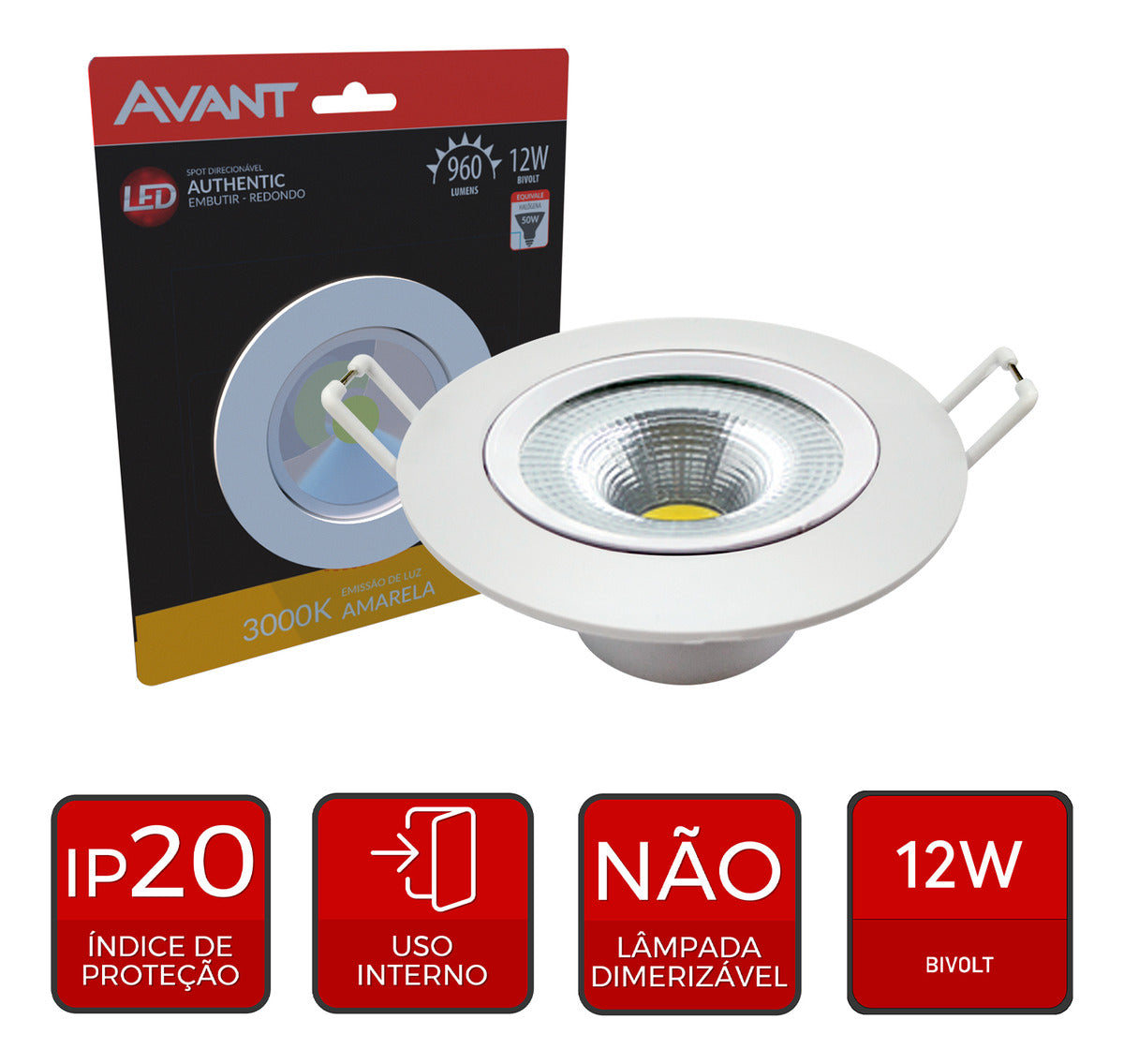 Spot Led Authentic Emb. Redondo 12w 3000k 14cm BF Avant