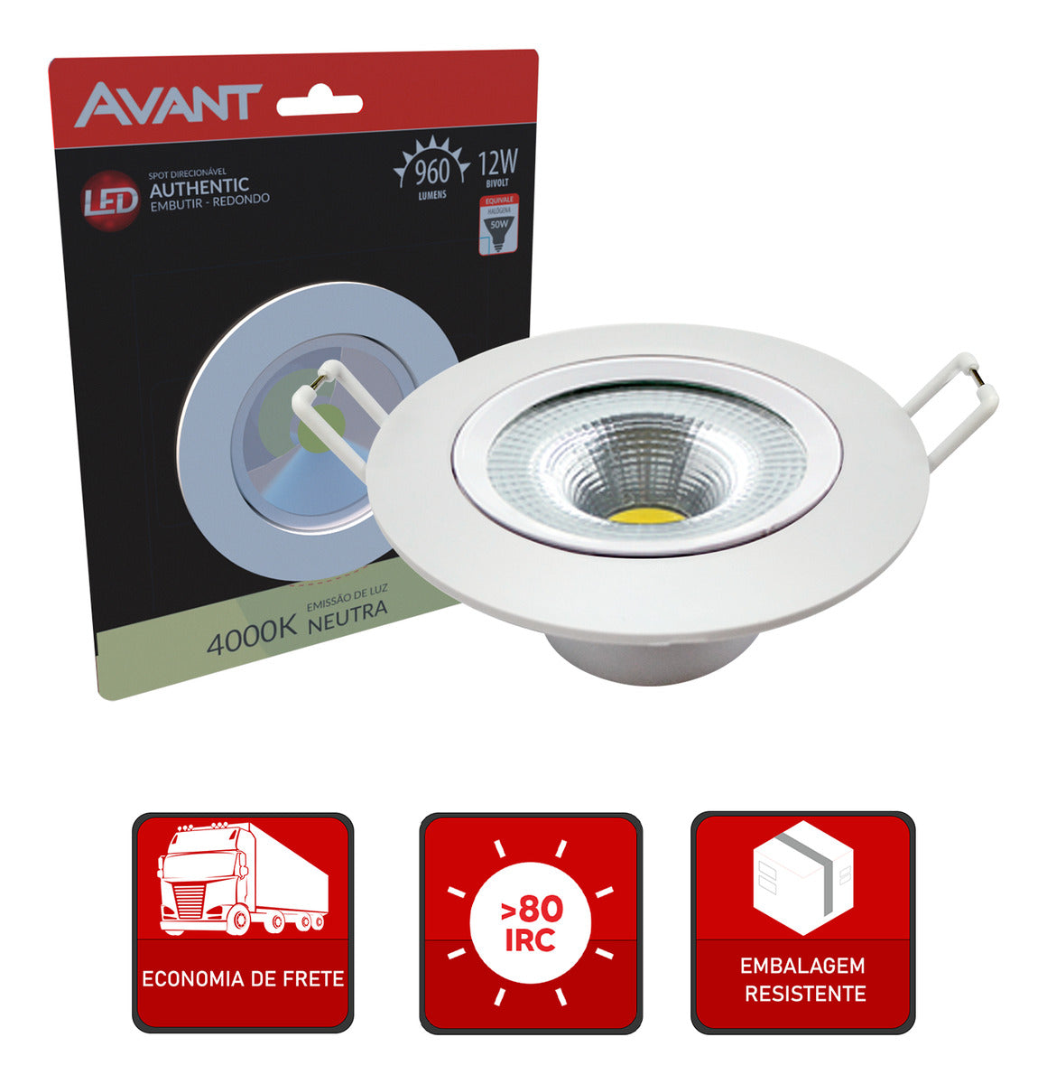 Spot Led Authentic Emb. Redondo 12w 4000k 14cm BF Avant
