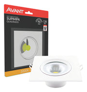 Spot Led Authentic Embutir 12w 3000k Branco Quente 14cm Bivolt Quadrado Branco Avant