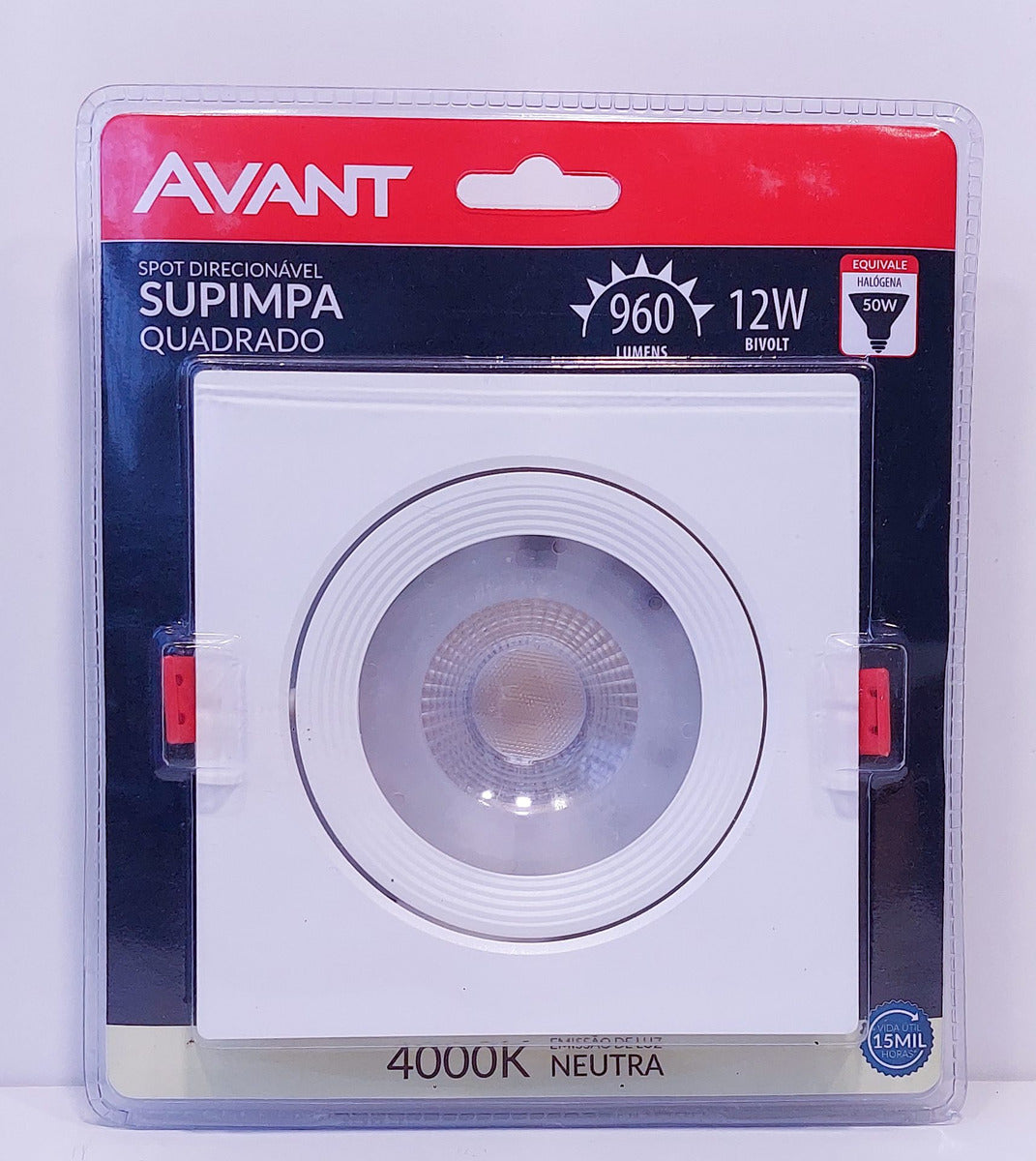 Spot Led Authentic Emb. Quadrado 12w 4000k 14cm BF Avant