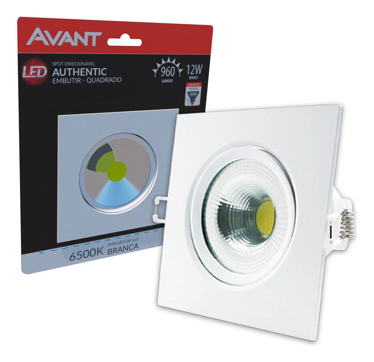 Spot Led Authentic Emb. Quadrado 12w 6500k 14cm Bf Avant