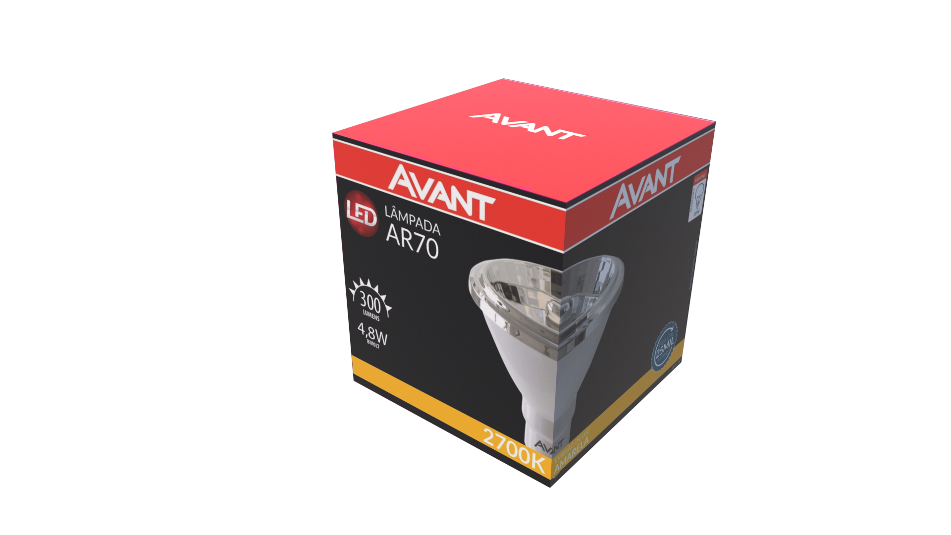 Lâmpada Led Ar70 4.8w 2700k Branco Quente GU10  IP20 Bivolt Branco Avant