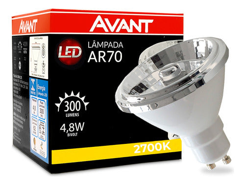 Lâmpada Led Ar70 4.8w 2700k Branco Quente GU10  IP20 Bivolt Branco Avant