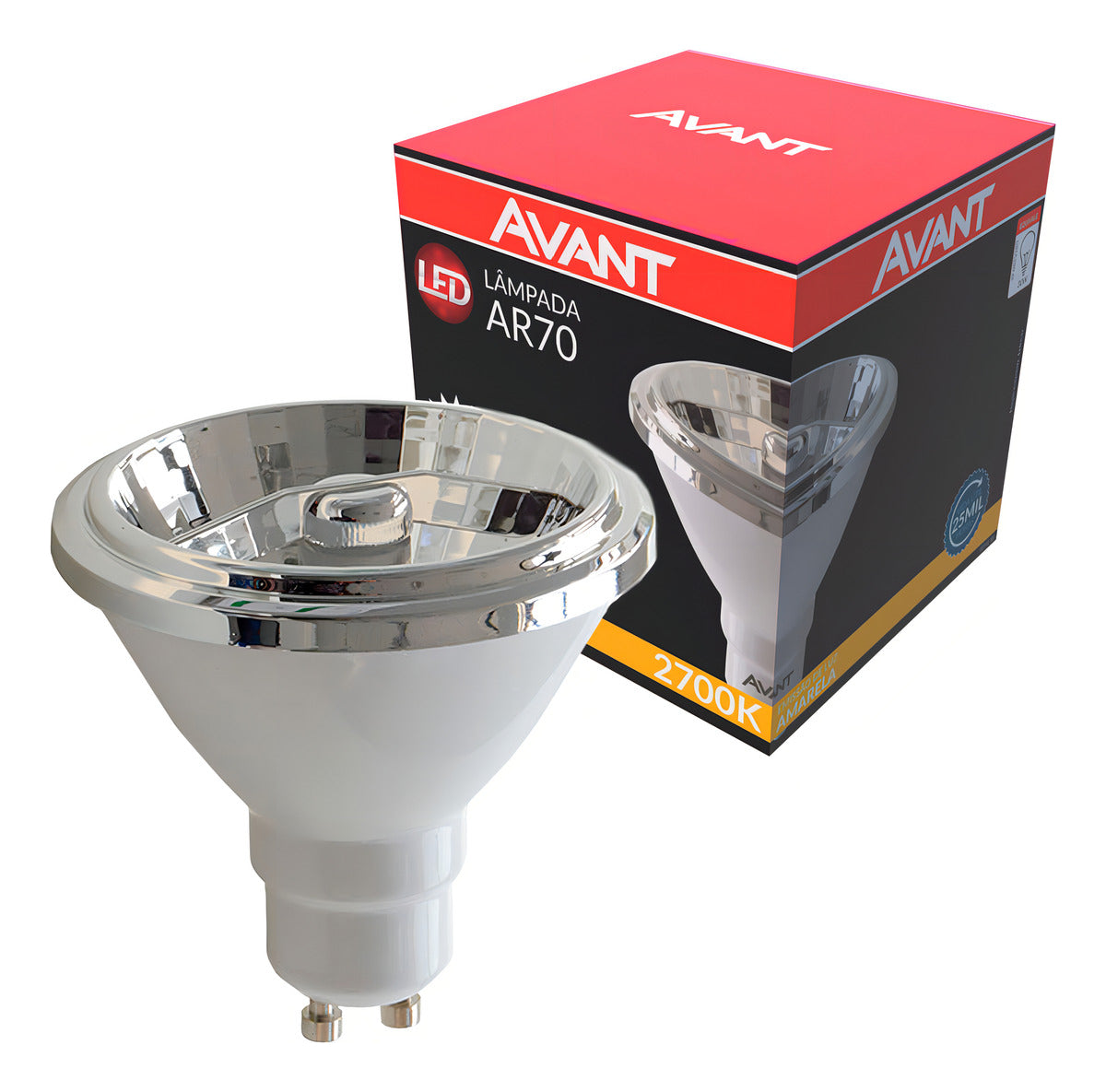 Lâmpada Led Ar70 4.8w 2700k Branco Quente GU10  IP20 Bivolt Branco Avant